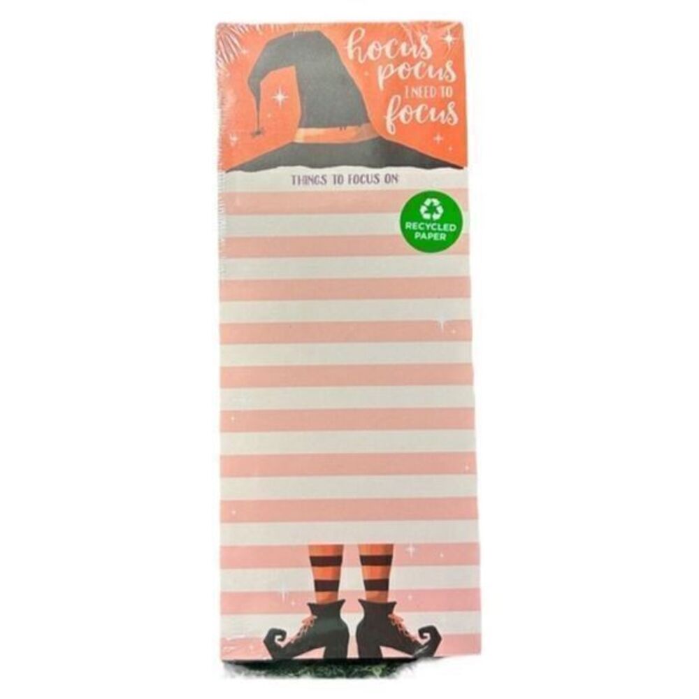 NWT Clementine Magnetic‎ Note Pad “Hocus Pocus I Need To Focus” Orange Striped